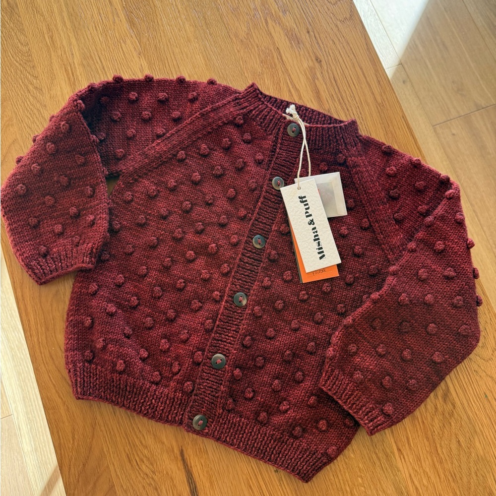 Misha And Puff Burgundy Bobble Cardigan